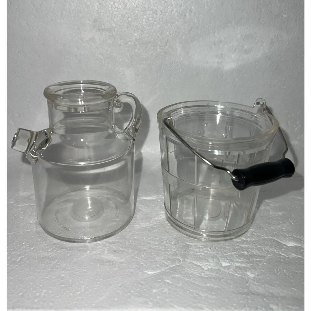 VINTAGE VICTOR GOLDMAN ACRYLIC BUCKET AND MILK CAN SALT AND PEPPER SHAKERS